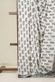 White Grey HBP Cotton Saree - SRWGCS3349