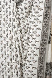 White Grey HBP Cotton Saree - SRWGCS3349
