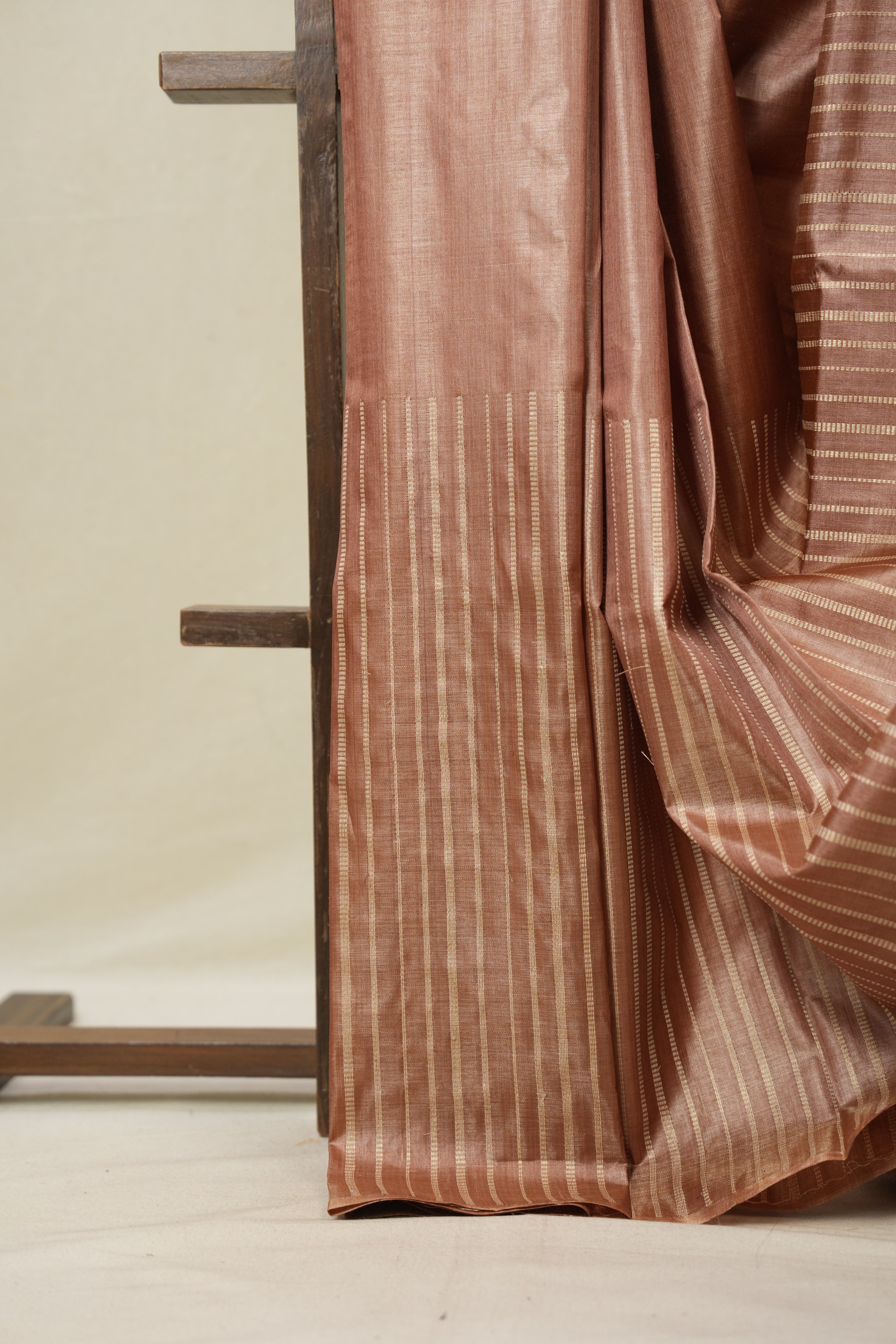 Peach Tussar Silk Saree - SRPTSS1815