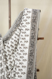 White Grey HBP Cotton Saree - SRWGCS3349