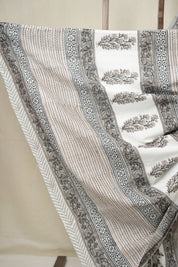 White Grey HBP Cotton Saree - SRWGCS3349