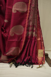 Red Raw Silk  Saree - SRRRSS1057