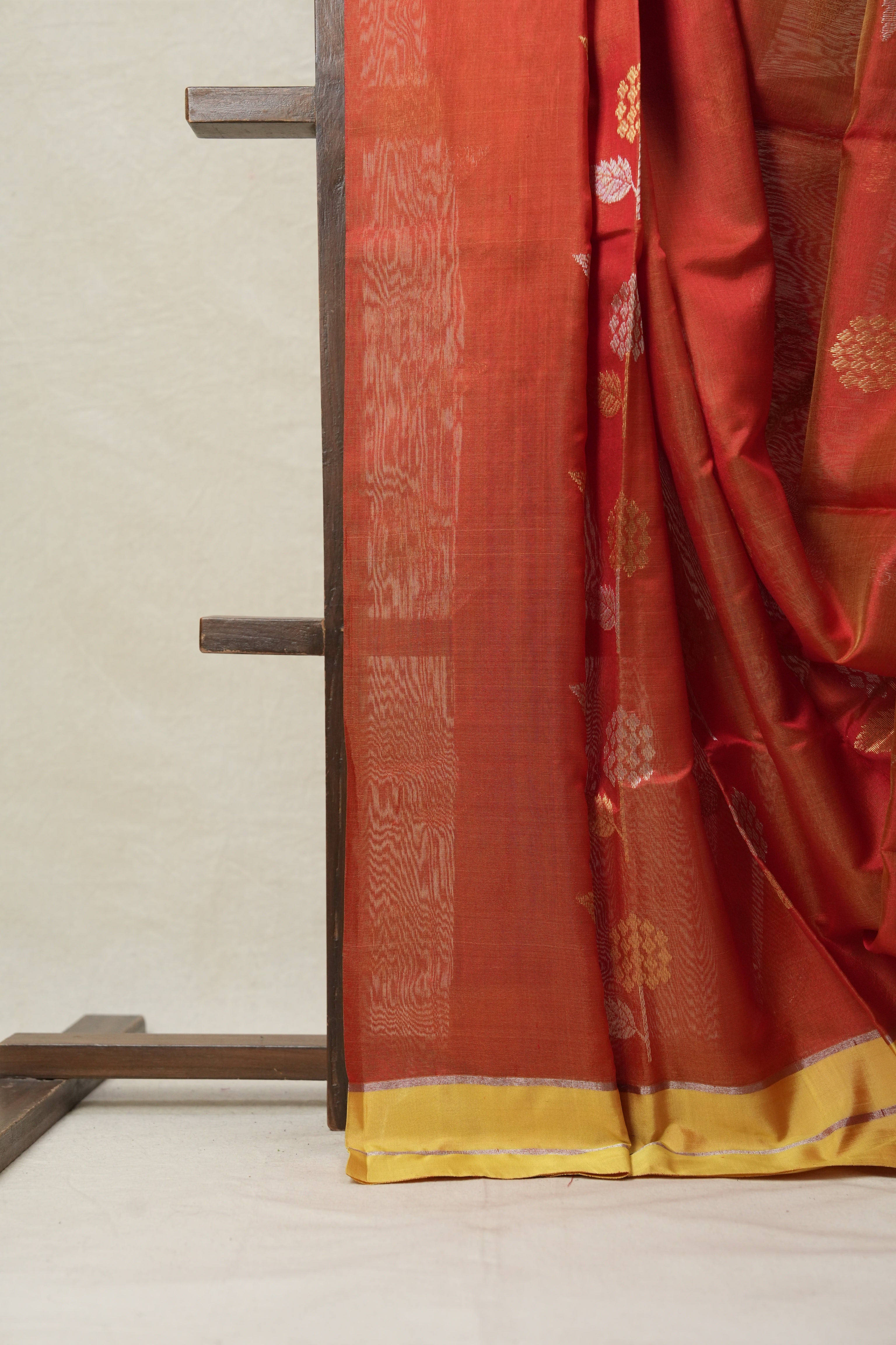 Tomato Red Chanderi Silk Saree - SRTRCSS233