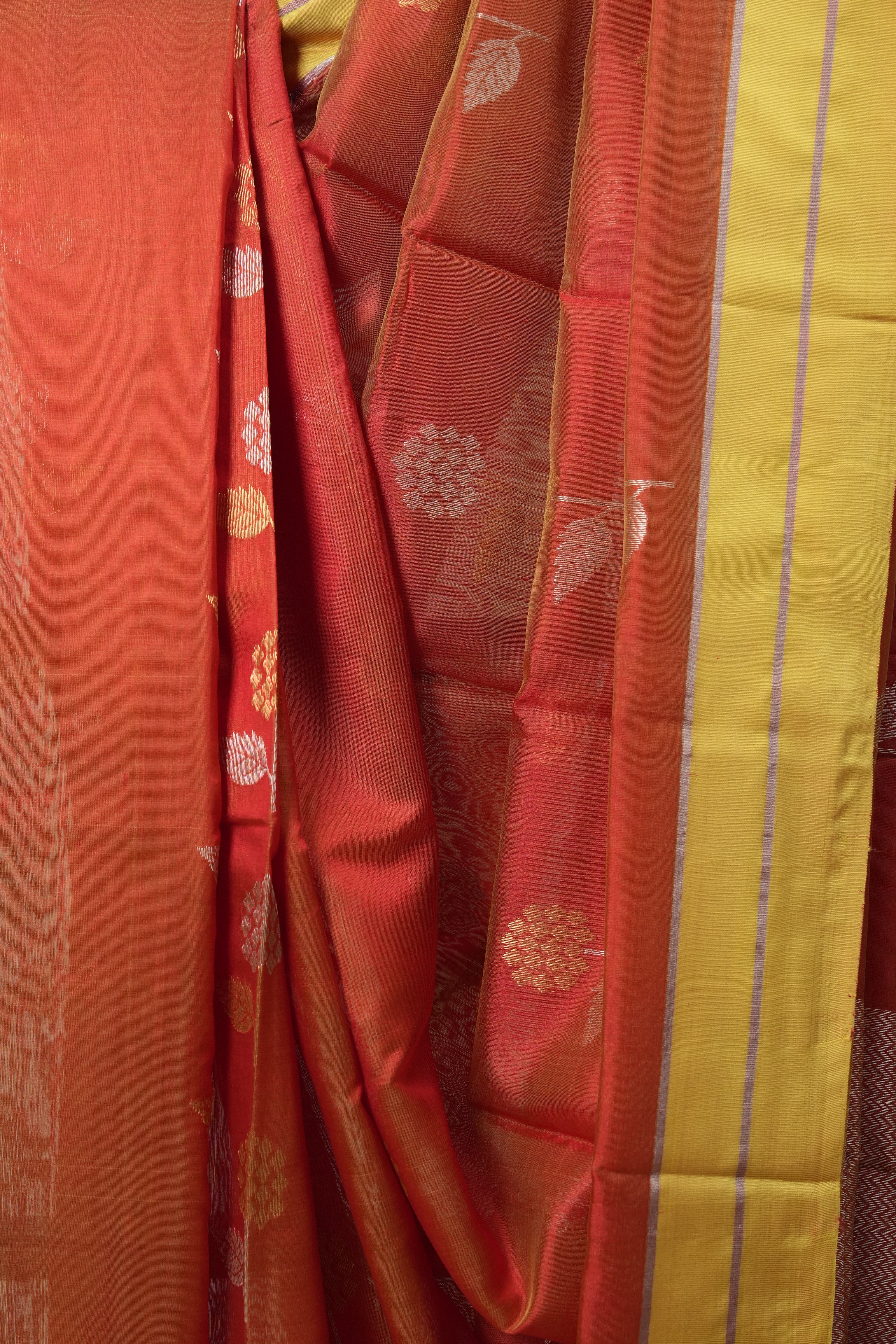 Tomato Red Chanderi Silk Saree - SRTRCSS233