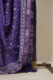 Purple HBP Cotton Silk Saree With Maheshwari Border - SRPCSS1481