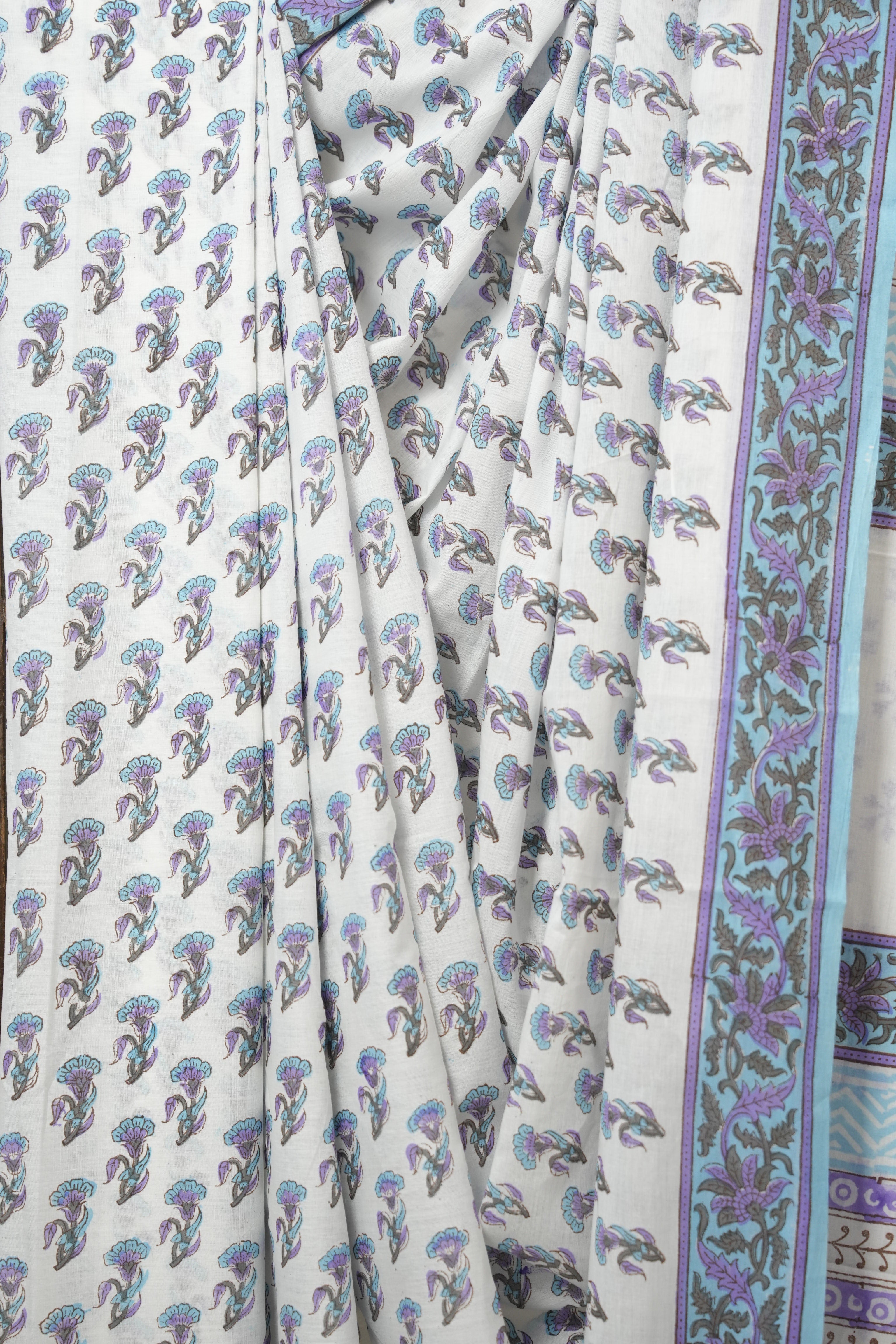 Ivory Lavender HBP Cotton Saree - SRILCS3348