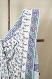 Ivory Lavender HBP Cotton Saree - SRILCS3348