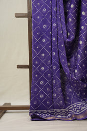 Purple HBP Cotton Silk Saree With Maheshwari Border - SRPCSS1481