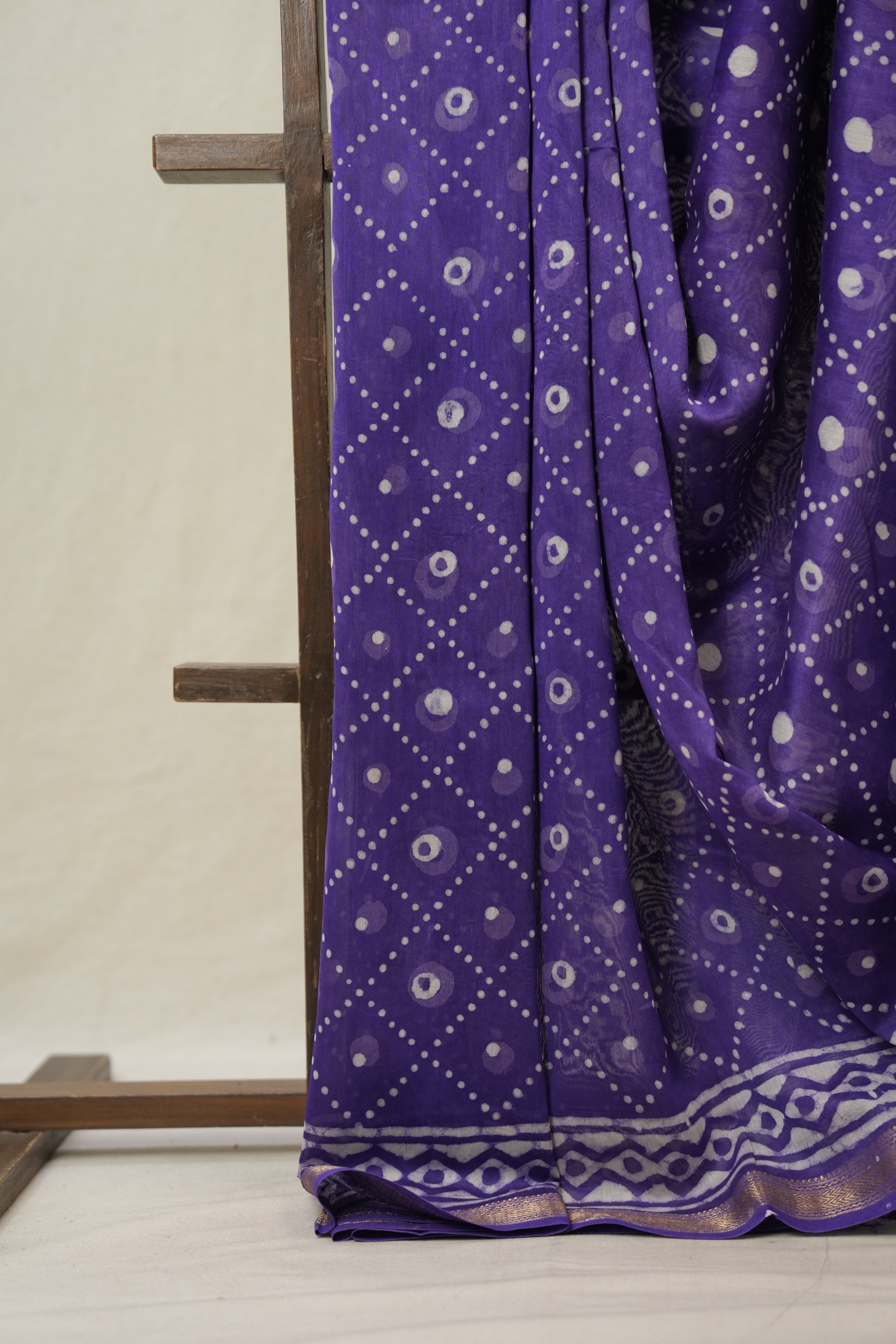 Purple HBP Cotton Silk Saree With Maheshwari Border - SRPCSS1481