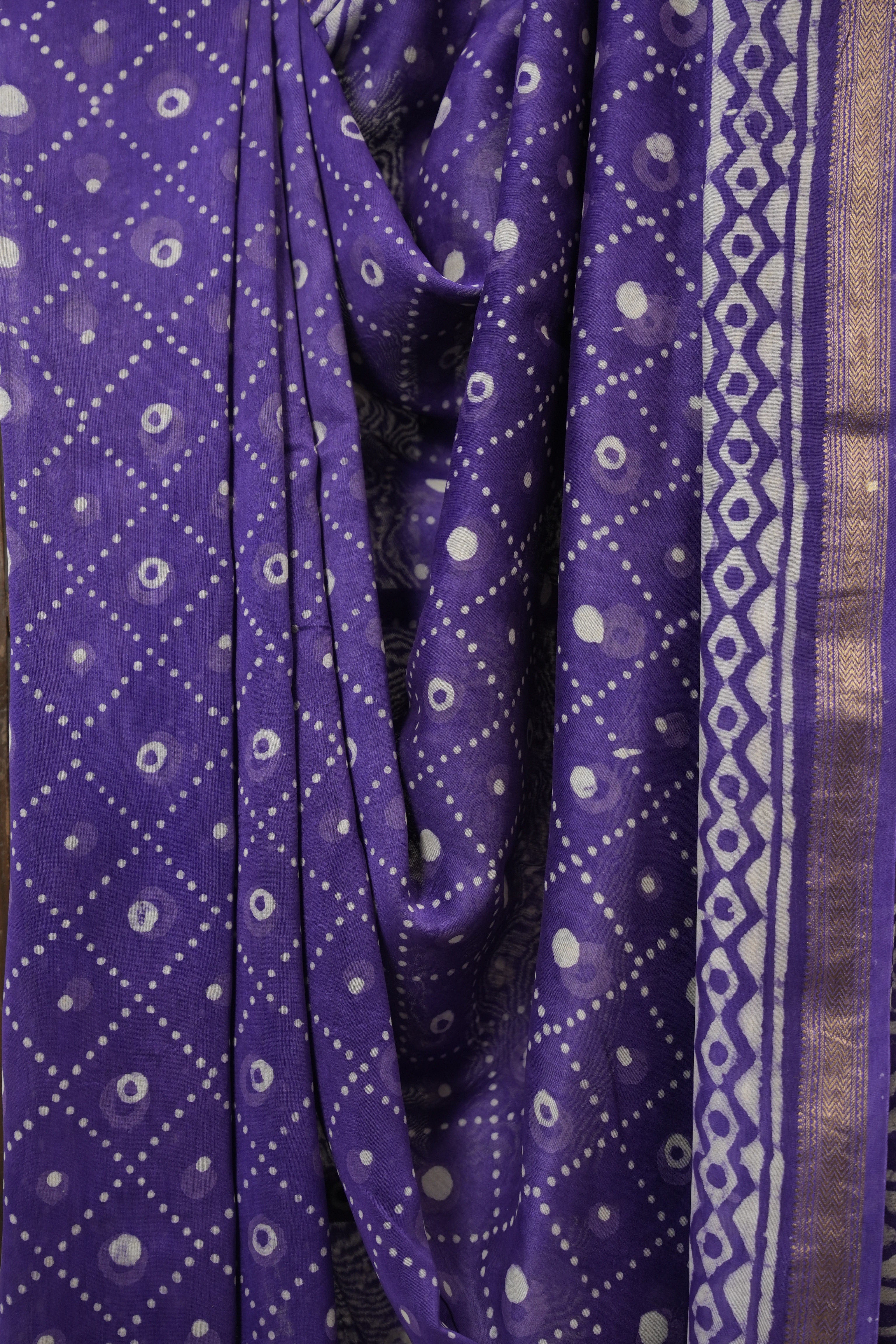 Purple HBP Cotton Silk Saree With Maheshwari Border - SRPCSS1481