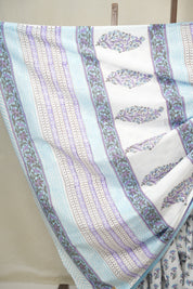 Ivory Lavender HBP Cotton Saree - SRILCS3348