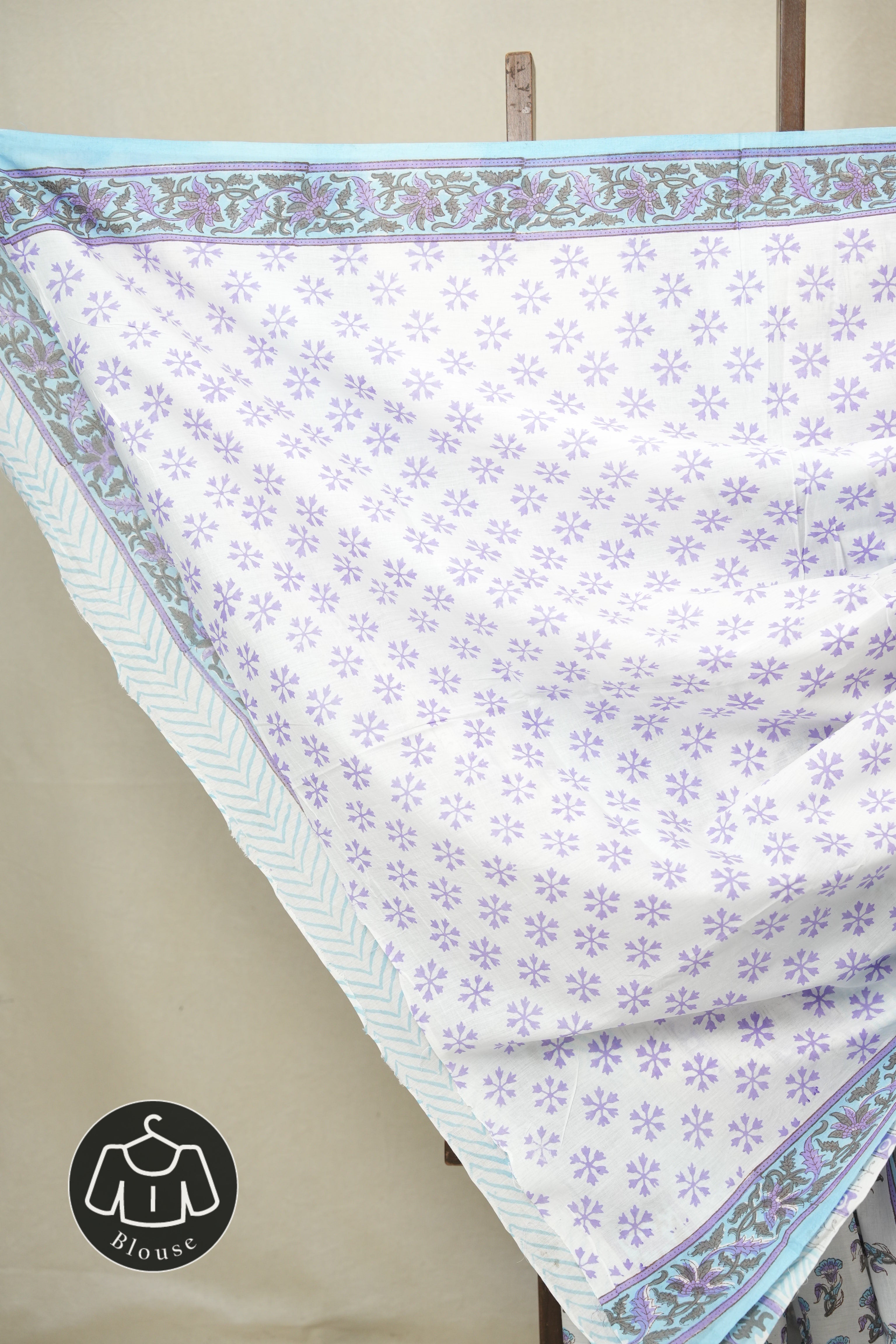 Ivory Lavender HBP Cotton Saree - SRILCS3348