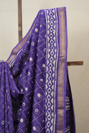 Purple HBP Cotton Silk Saree With Maheshwari Border - SRPCSS1481
