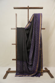 Black HBP Cotton Silk Saree With Maheshwari Border - SRBCSS1482