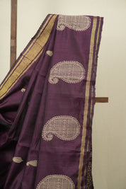 Plum Raw Silk  Saree - SRPRSS1058
