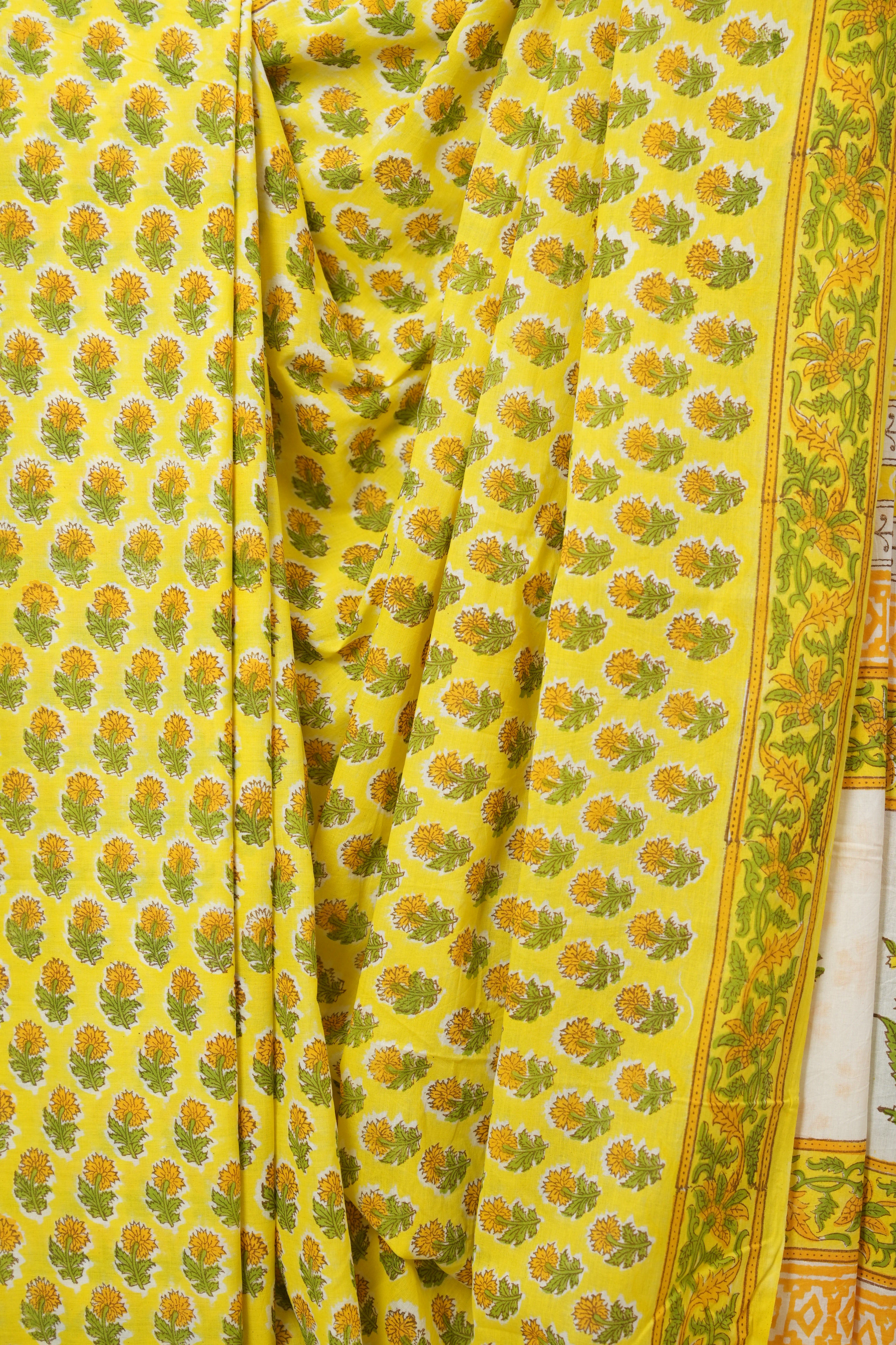 Yellow HBP Cotton Saree - SRYCS3365