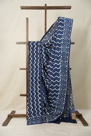 Indigo Blue HBP Cotton Saree - SRIBCS2859