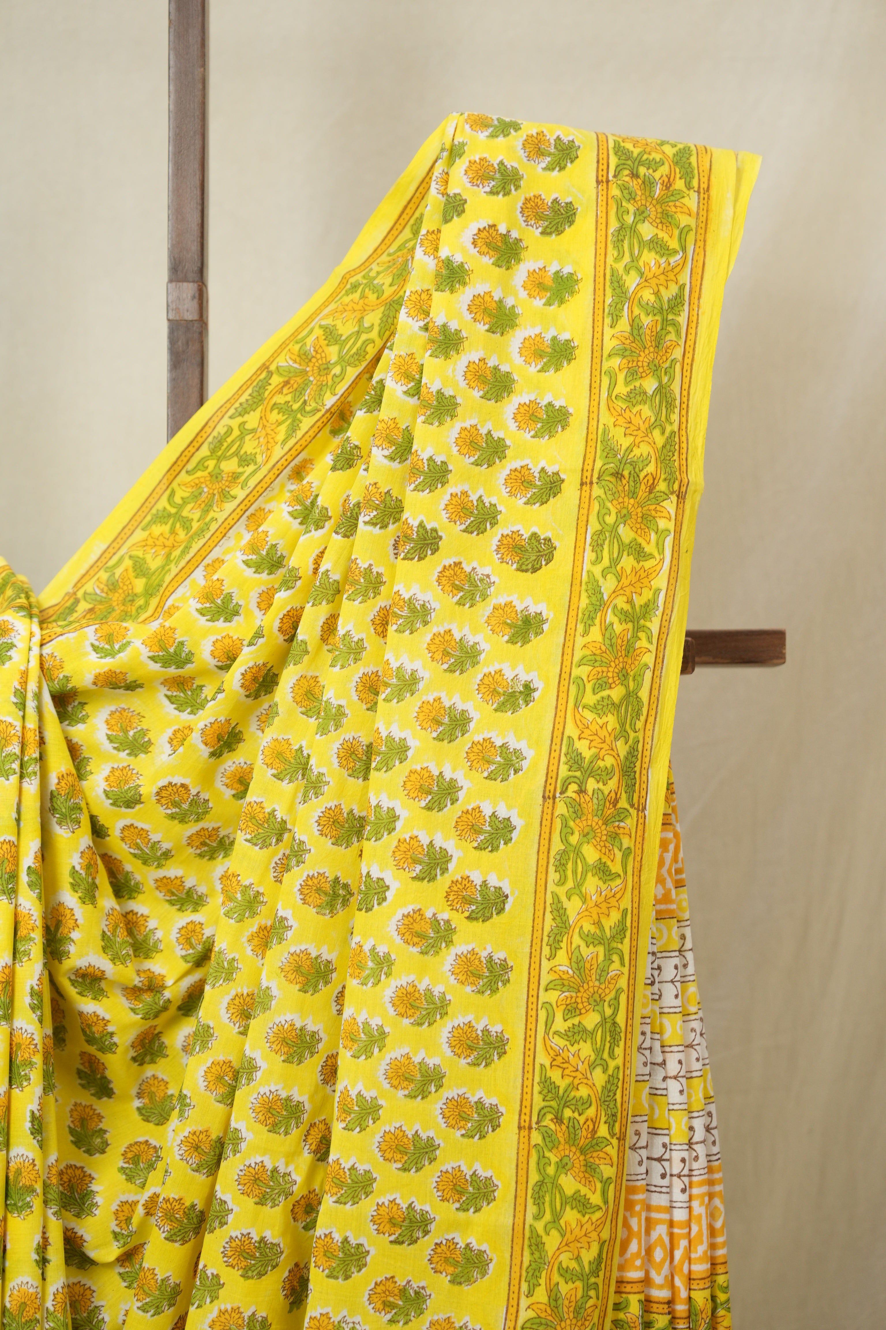 Yellow HBP Cotton Saree - SRYCS3365