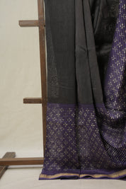 Black HBP Cotton Silk Saree With Maheshwari Border - SRBCSS1482