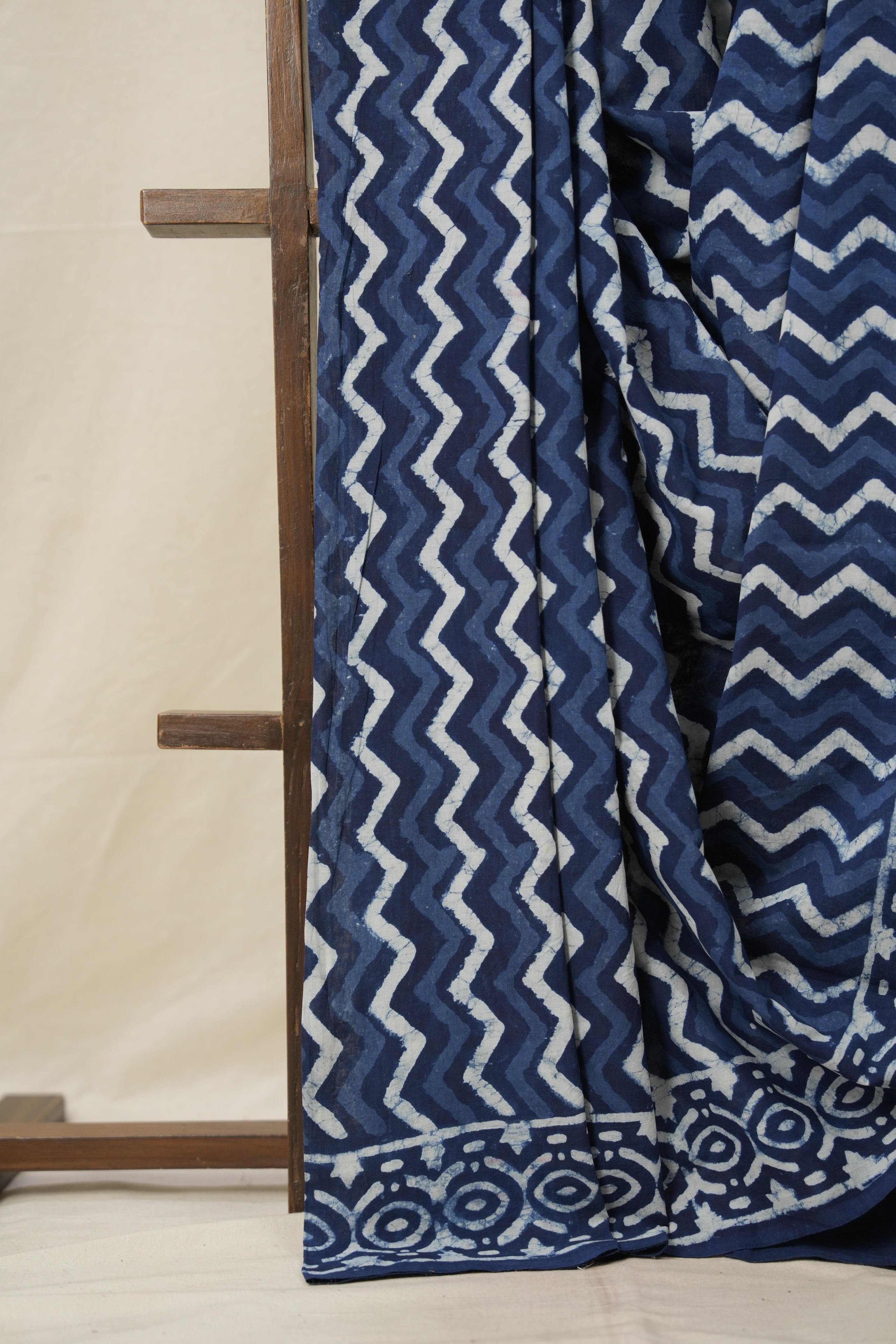 Indigo Blue HBP Cotton Saree - SRIBCS2859