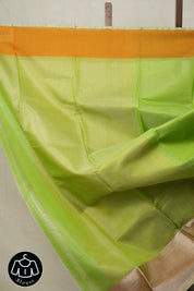 Parrot Green Chanderi Silk Saree-SRPGCSS39