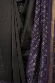 Black HBP Cotton Silk Saree With Maheshwari Border - SRBCSS1482
