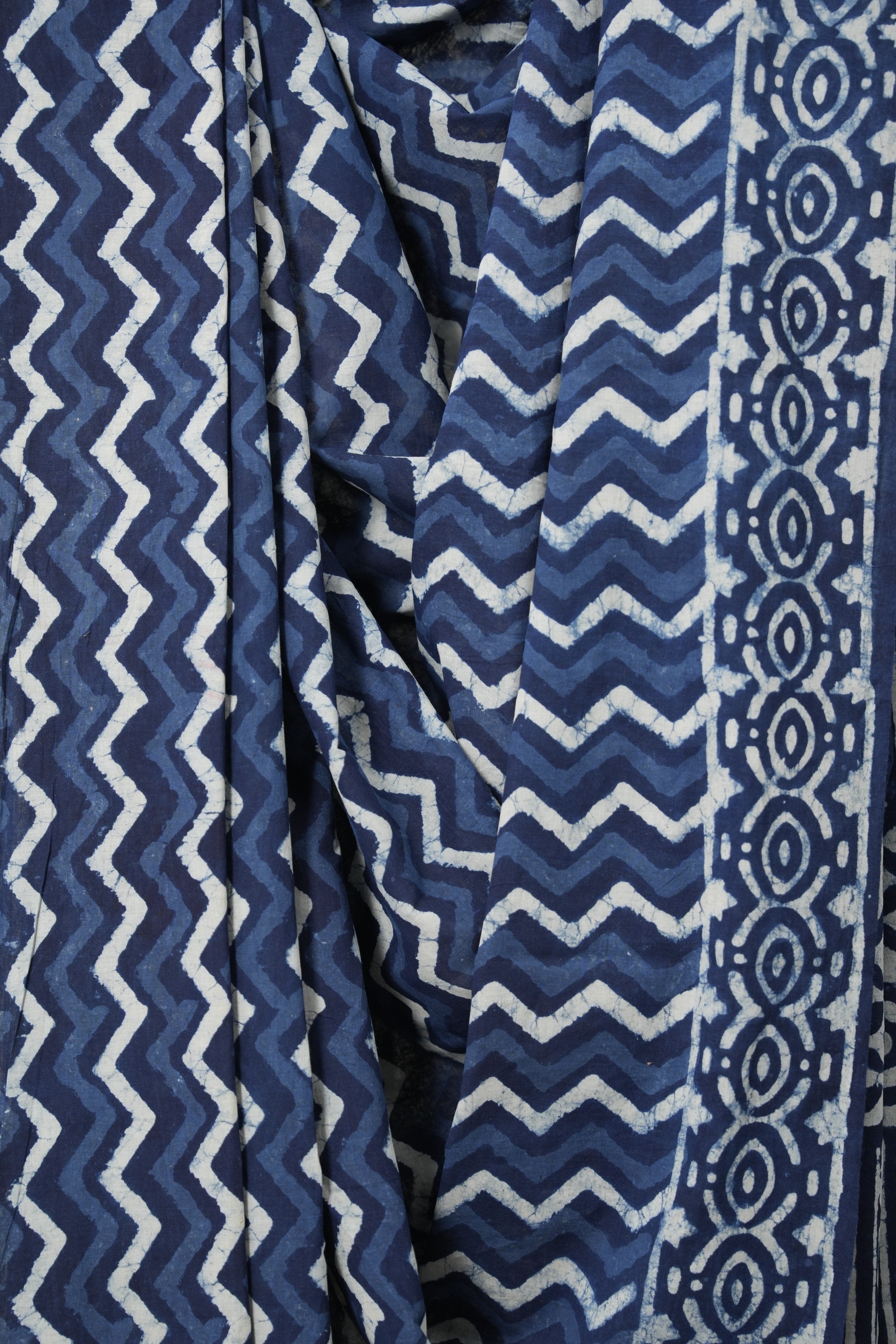 Indigo Blue HBP Cotton Saree - SRIBCS2859