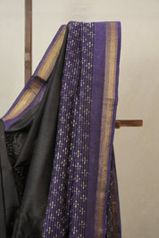 Black HBP Cotton Silk Saree With Maheshwari Border - SRBCSS1482