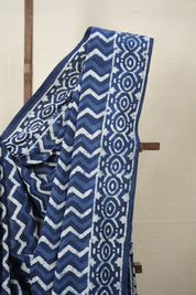 Indigo Blue HBP Cotton Saree - SRIBCS2859