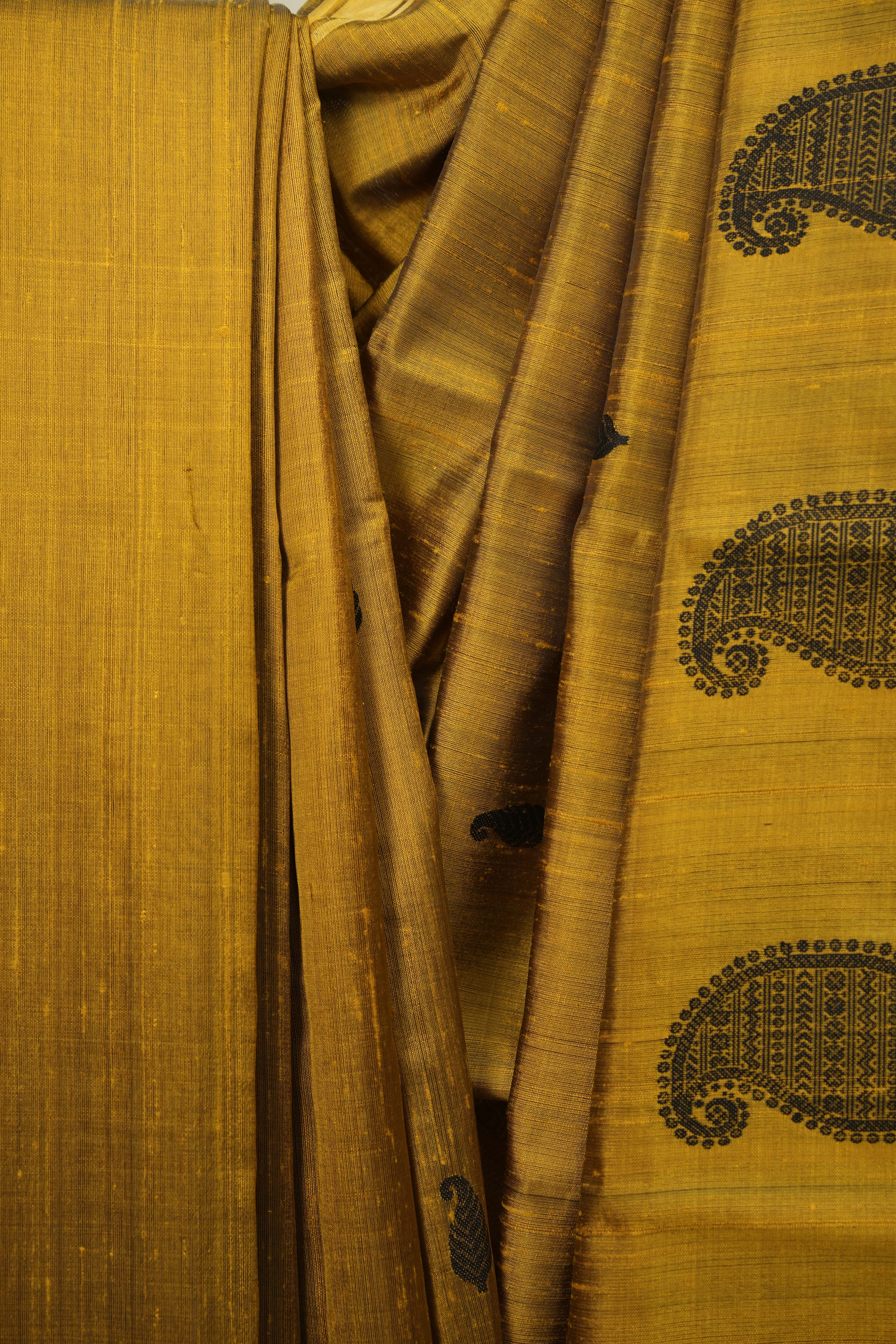 Mustard Raw Silk  Saree - SRMRSS1059