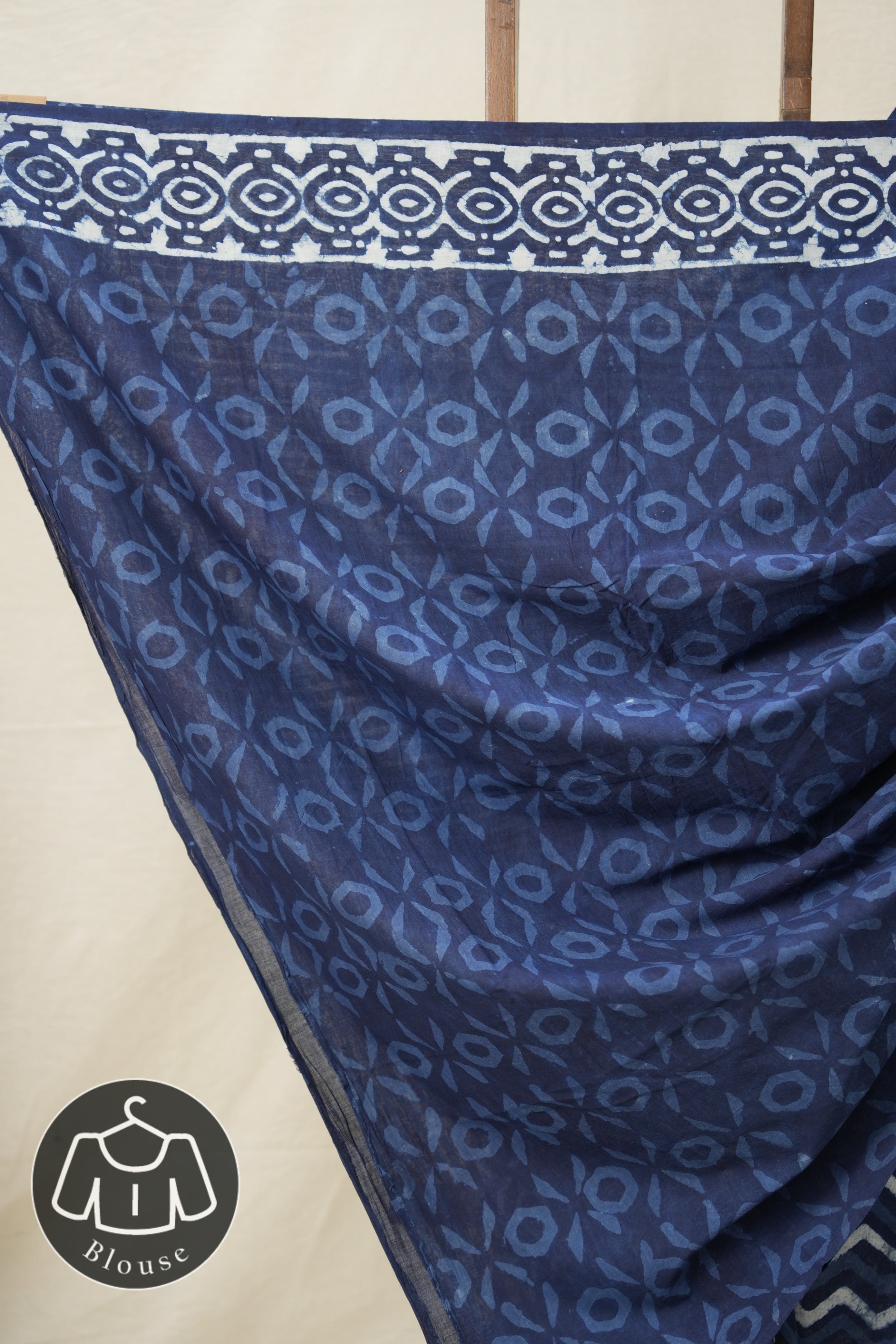 Indigo Blue HBP Cotton Saree - SRIBCS2859