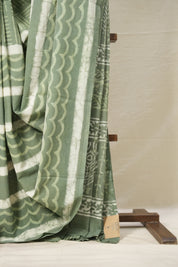 Dusty Green HBP Cotton Saree - SRDGCS2858