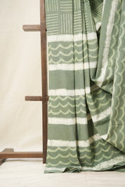 Dusty Green HBP Cotton Saree - SRDGCS2858