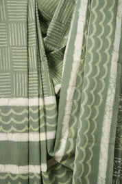 Dusty Green HBP Cotton Saree - SRDGCS2858
