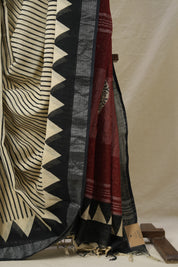 Beige HBP Slub Cotton Saree (DEFECT) - SRBHBPSCS90-PI