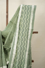 Dusty Green HBP Cotton Saree - SRDGCS2858