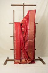 Red Chanderi Silk Saree - SRRCSS174