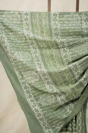 Dusty Green HBP Cotton Saree - SRDGCS2858