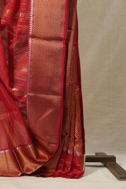 Red Chanderi Silk Saree - SRRCSS174
