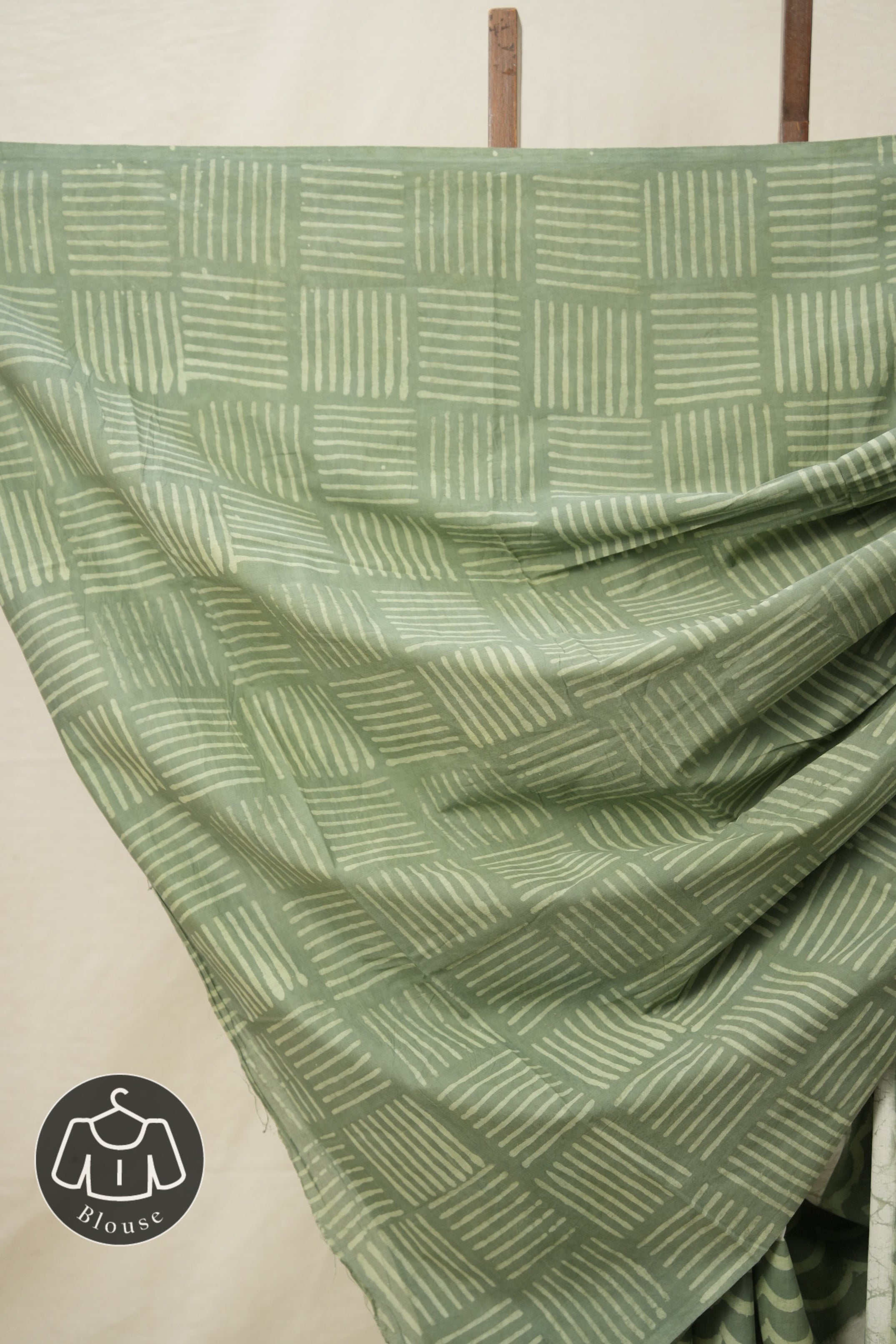 Dusty Green HBP Cotton Saree - SRDGCS2858