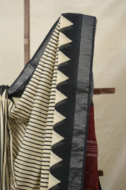 Beige HBP Slub Cotton Saree (DEFECT) - SRBHBPSCS90-PI