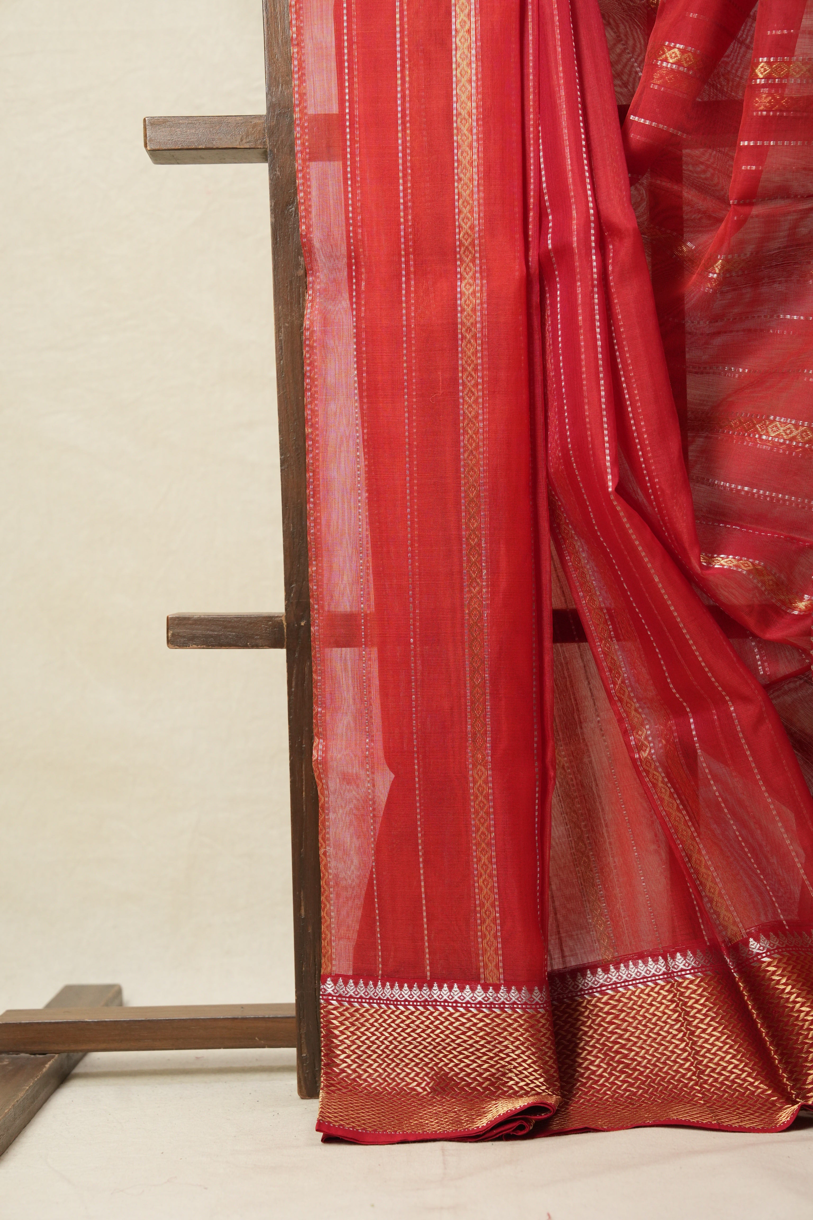 Red Chanderi Silk Saree - SRRCSS174