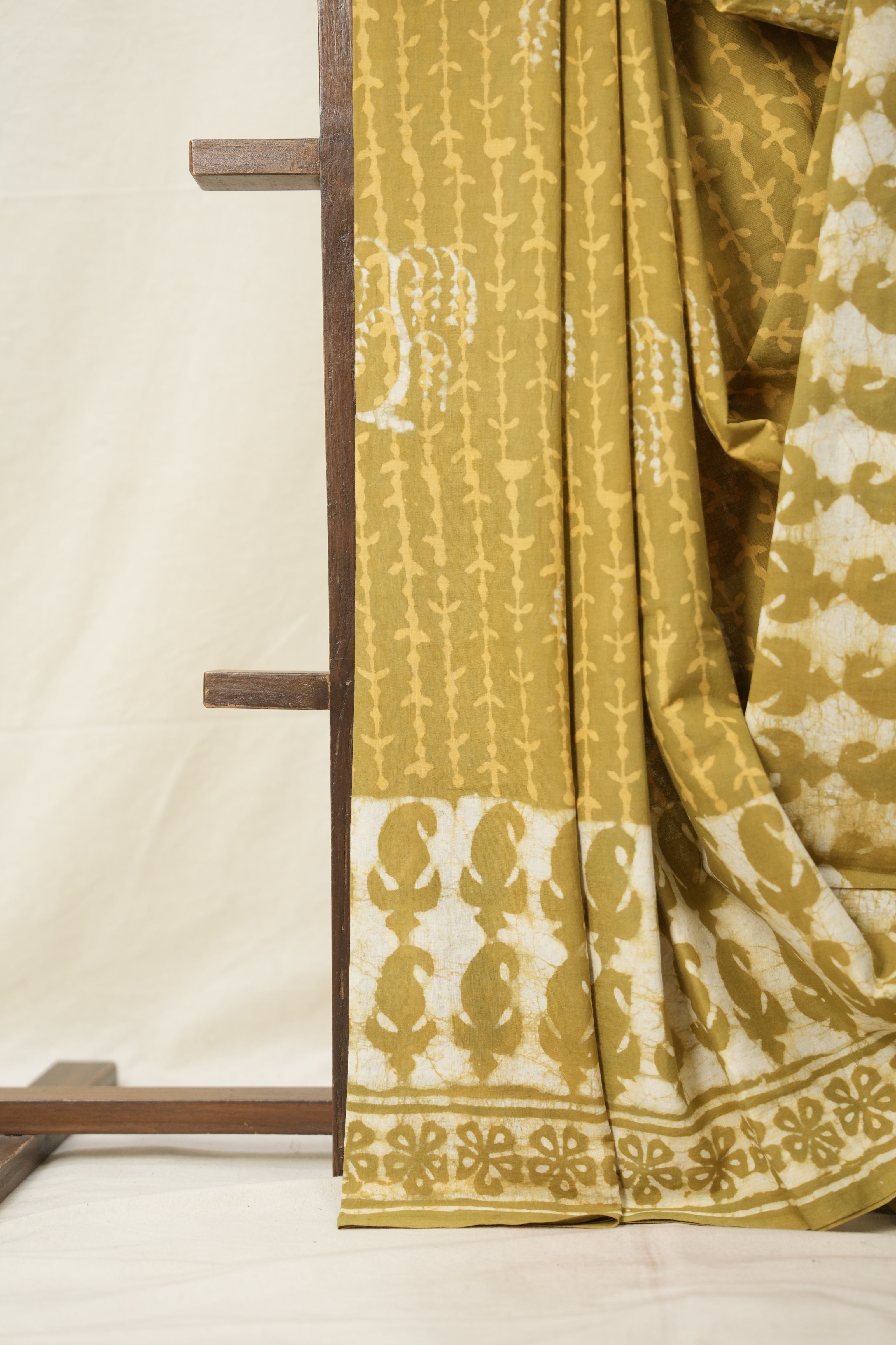 Olive Green HBP Cotton Saree - SROGCS2857