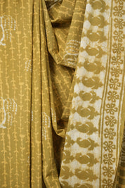 Olive Green HBP Cotton Saree - SROGCS2857