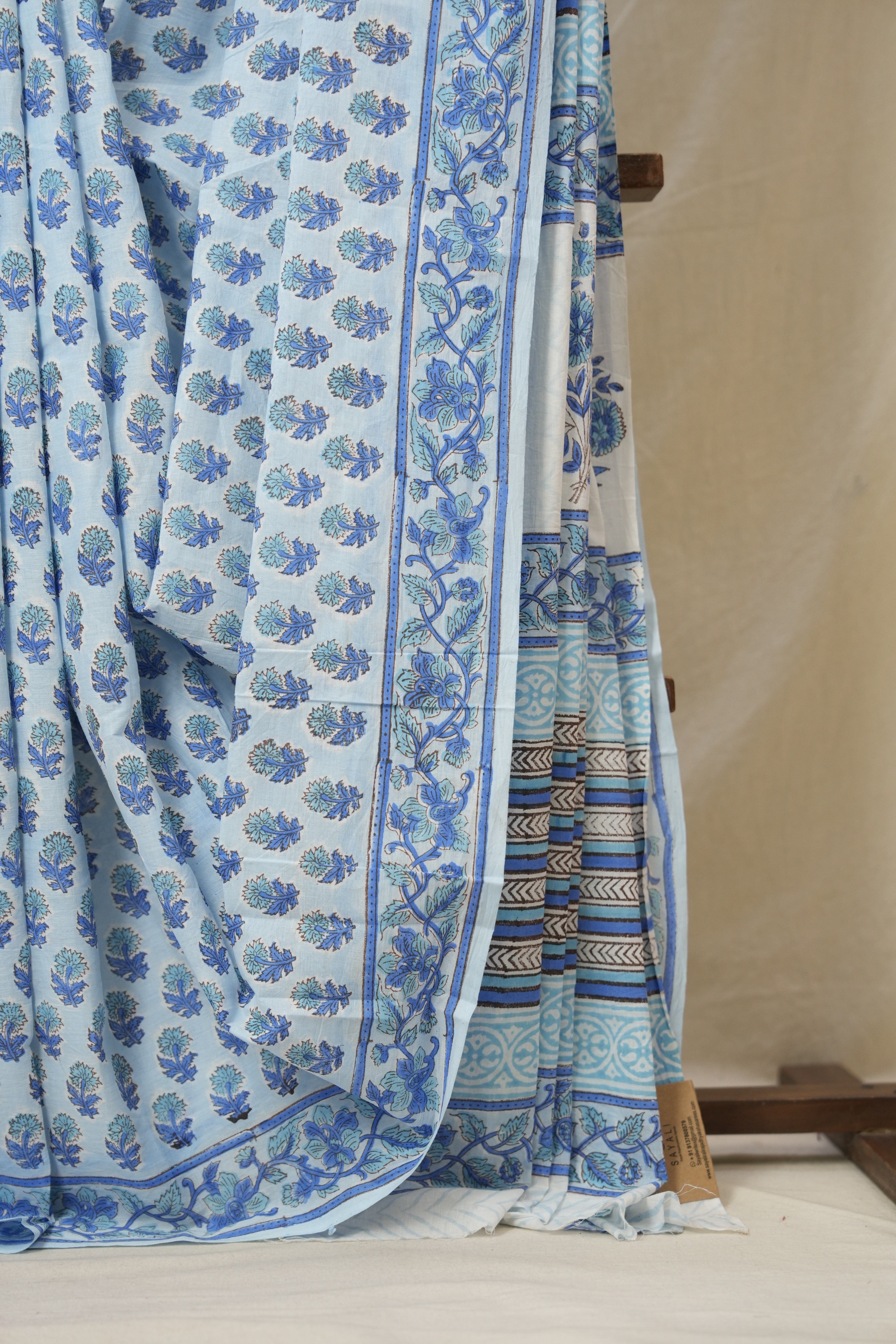 Sky Blue HBP Cotton Saree - SRSBCS3366