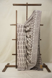 Ash Grey HBP Cotton Saree - SRAGCS2856