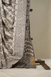 Ash Grey HBP Cotton Saree - SRAGCS2856