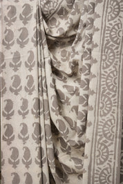 Ash Grey HBP Cotton Saree - SRAGCS2856