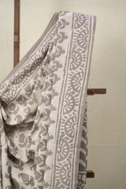 Ash Grey HBP Cotton Saree - SRAGCS2856