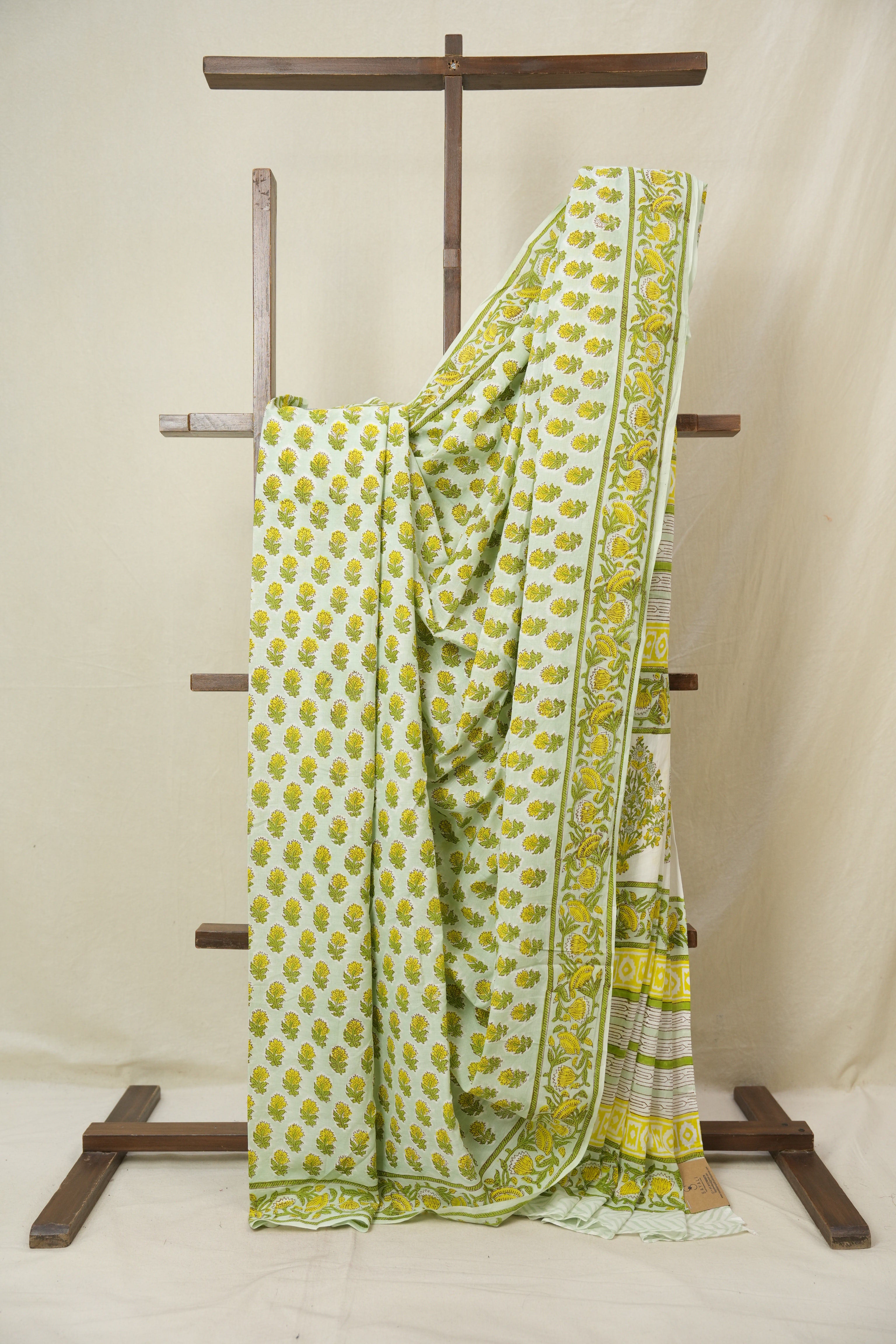 Mint Green HBP Cotton Saree - SRMGCS3363